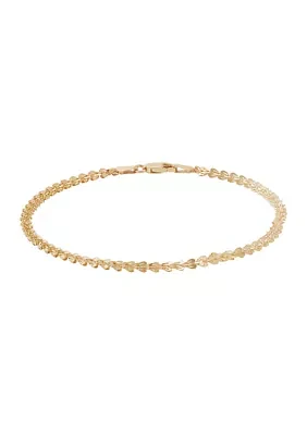 Solid Foldover Heart Bracelet in 10K Yellow Gold