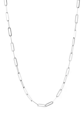 Hollow Paperclip Chain in 10K White Gold