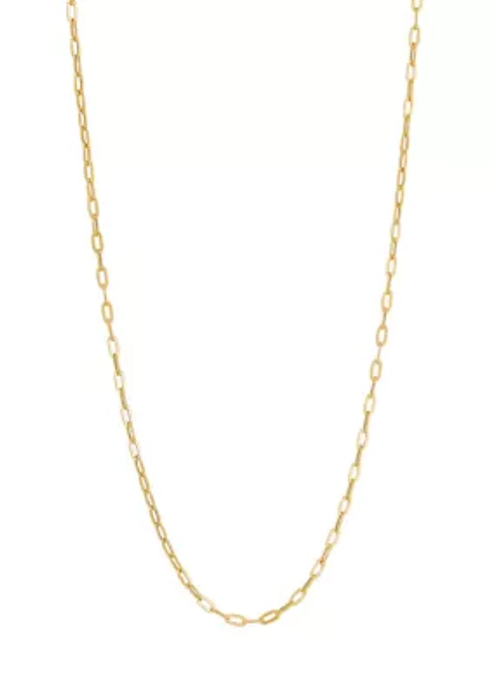 2.2 Millimeter Hollow Flat Paperclip Chain Necklace in 10K Yellow Gold