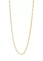 2.2 Millimeter Hollow Flat Paperclip Chain Necklace in 10K Yellow Gold