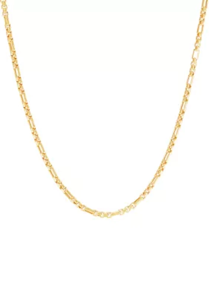 Hollow Alternated Round Box Chain in 10K Yellow Gold