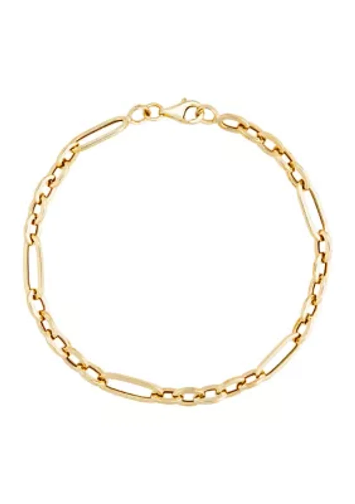 Figaro Design Chain Bracelet in 10K Yellow Gold