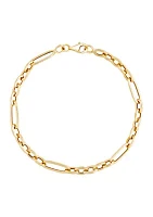 Figaro Design Chain Bracelet in 10K Yellow Gold