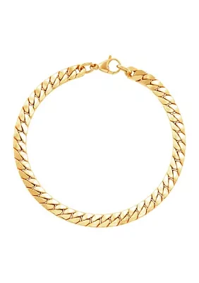 Flat Wire Cuban Chain Bacelet in 10K Yellow Gold