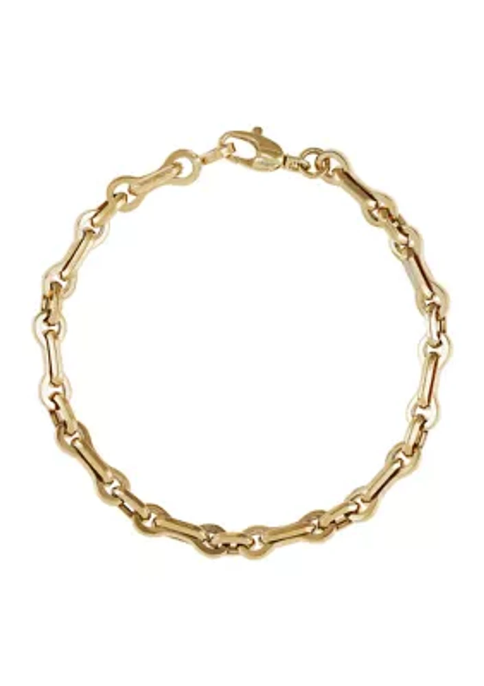 Bone Design Links Bracelet in 10K Yellow Gold