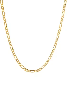 Solid Figaro Chain Necklace in 10K Yellow Gold