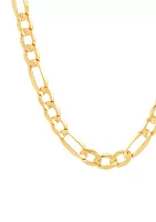 Figaro Concave Basic Chain Necklace in 10K Yellow Gold