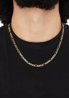 Figaro Concave Basic Chain Necklace in 10K Yellow Gold