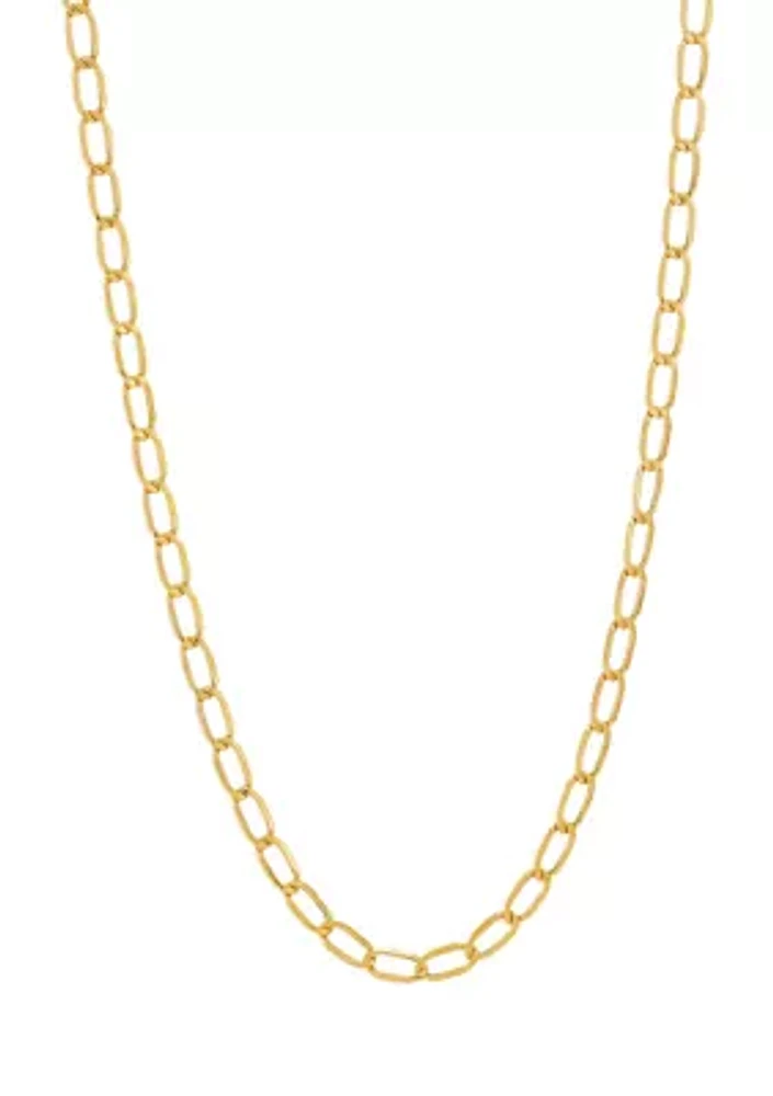 Hollow Long Curb Chain Necklace in 10K Yellow Gold