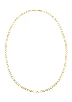 Hollow Long Curb Chain Necklace in 10K Yellow Gold