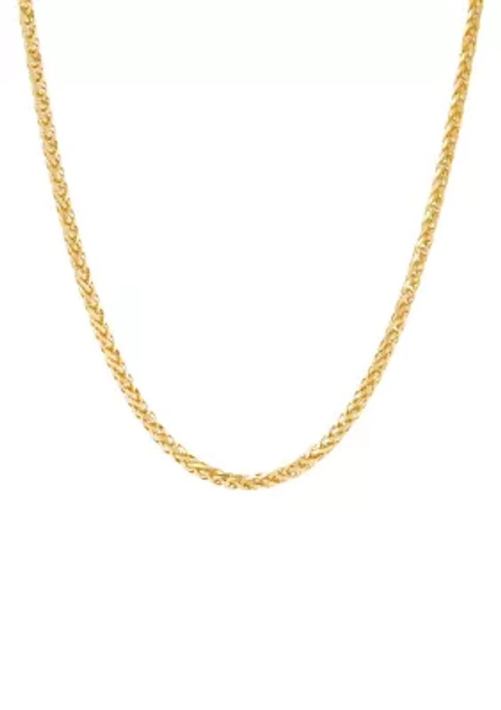 Solid Square Wheat Chain in 10K Yellow Gold