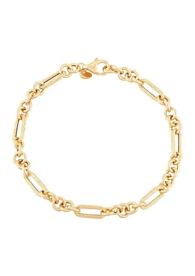 Hollow Paperclip Round Chain Bracelet in 10K Yellow Gold