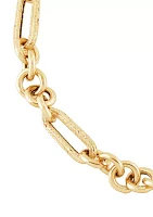 Hollow Paperclip Round Chain Bracelet in 10K Yellow Gold