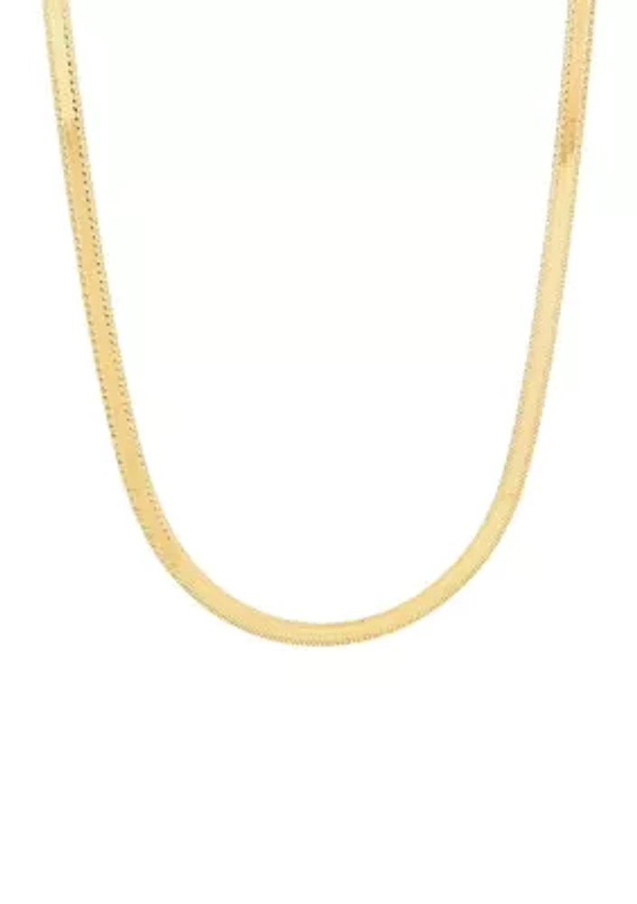 Reversible Herringbone Chain Necklace in 10K Yellow Gold