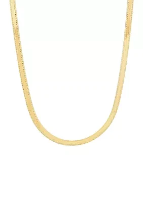 Reversible Herringbone Chain Necklace in 10K Yellow Gold