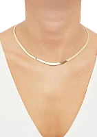 Reversible Herringbone Chain Necklace in 10K Yellow Gold