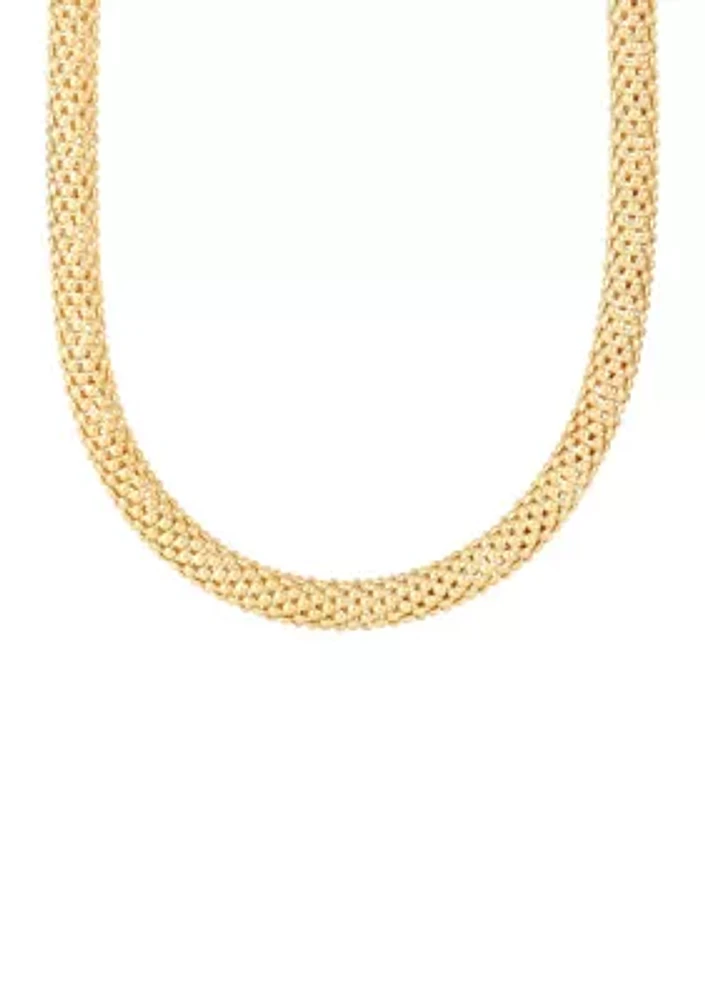 Hollow Popcorn Chain Necklace in 10K Yellow Gold