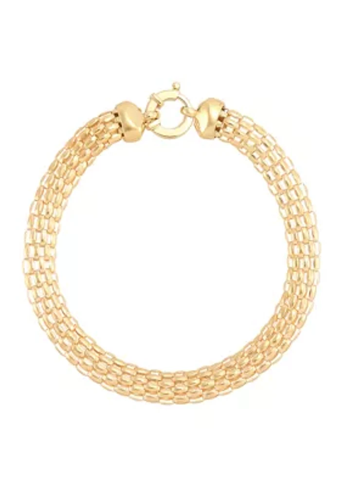 Hollow Oval Popcorn Bracelet in 10K Yellow Gold