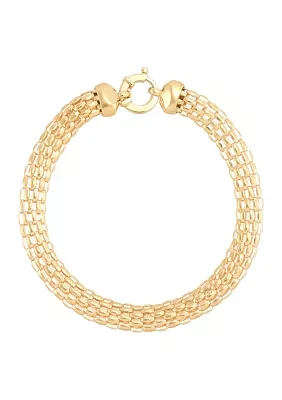 Hollow Oval Popcorn Bracelet in 10K Yellow Gold