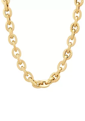 Hollow Oval Links Necklace in 10K Yellow Gold