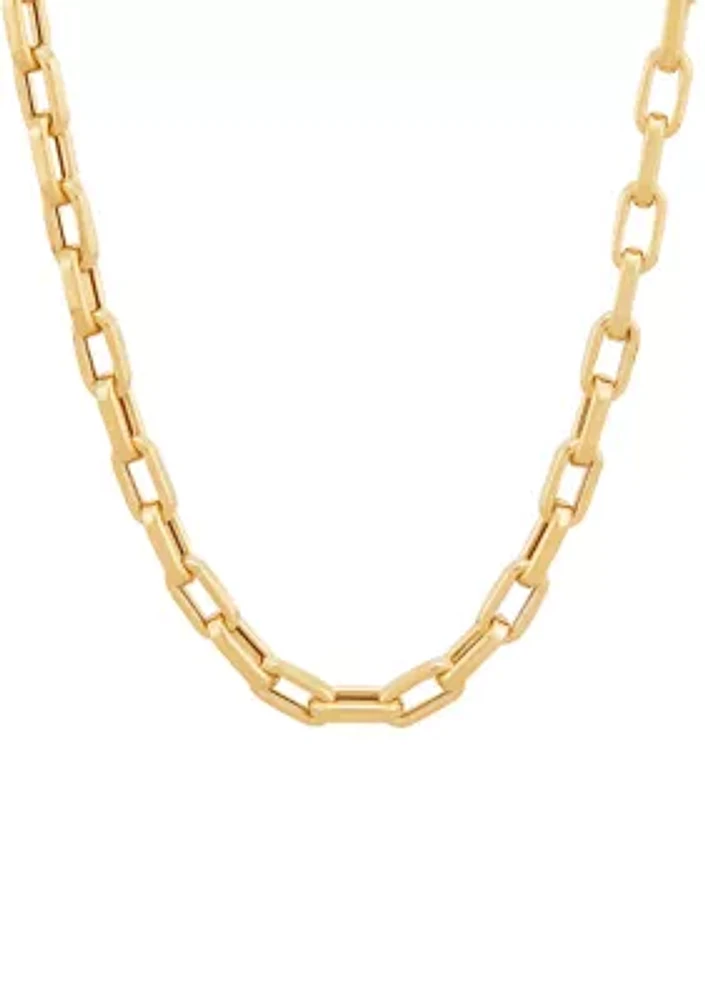 Hollow Rectangle Chain Necklace in 10K Yellow Gold