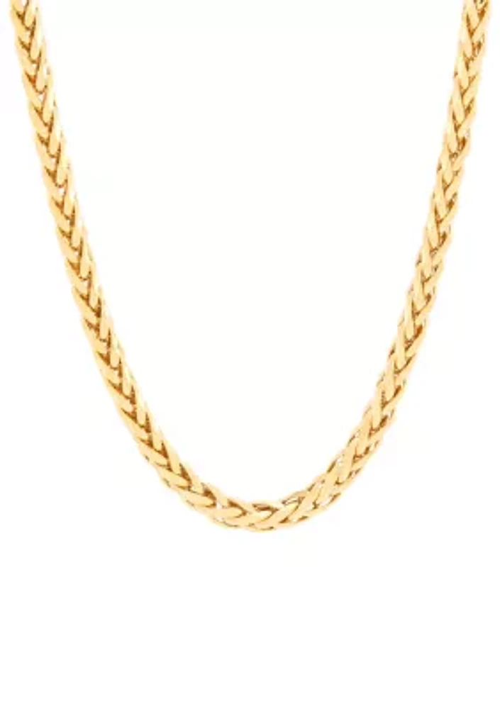 Hollow Round Wheat Chain Necklace in 10K Yellow Gold