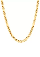 Hollow Round Wheat Chain Necklace in 10K Yellow Gold