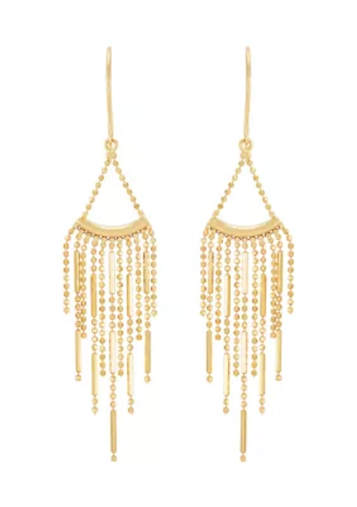 Beaded Fantasy Chandelier Fringe Earrings in 10K Yellow Gold