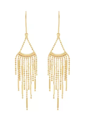 Beaded Fantasy Chandelier Fringe Earrings in 10K Yellow Gold