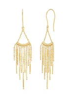 Beaded Fantasy Chandelier Fringe Earrings in 10K Yellow Gold