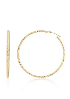 Crystal Cut Hoop in 10K Yellow Gold