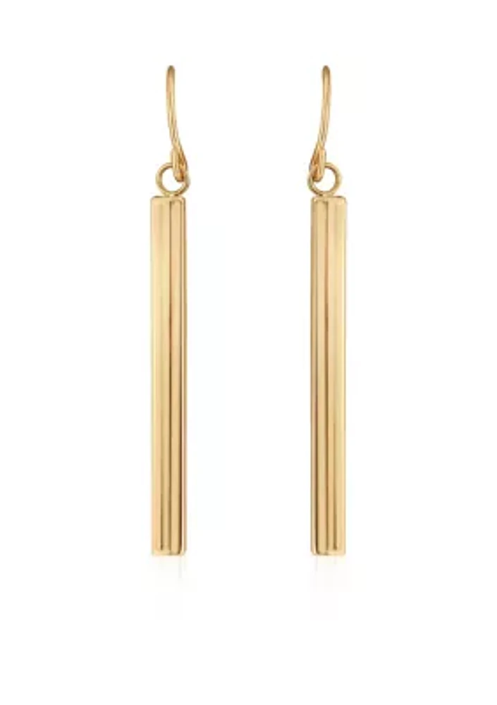 Polished Square Tube Drop Earrings in 10k Yellow Gold