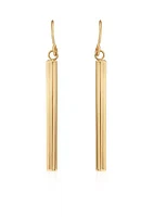 Polished Square Tube Drop Earrings in 10k Yellow Gold