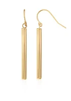 Polished Square Tube Drop Earrings in 10k Yellow Gold