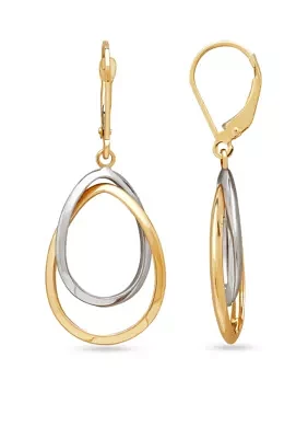 10K Yellow Gold and 10K White Gold Drop Earrings