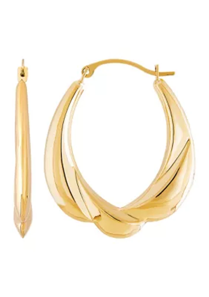 Sculptural Drap Hoop Earrings in 10K Yellow Gold