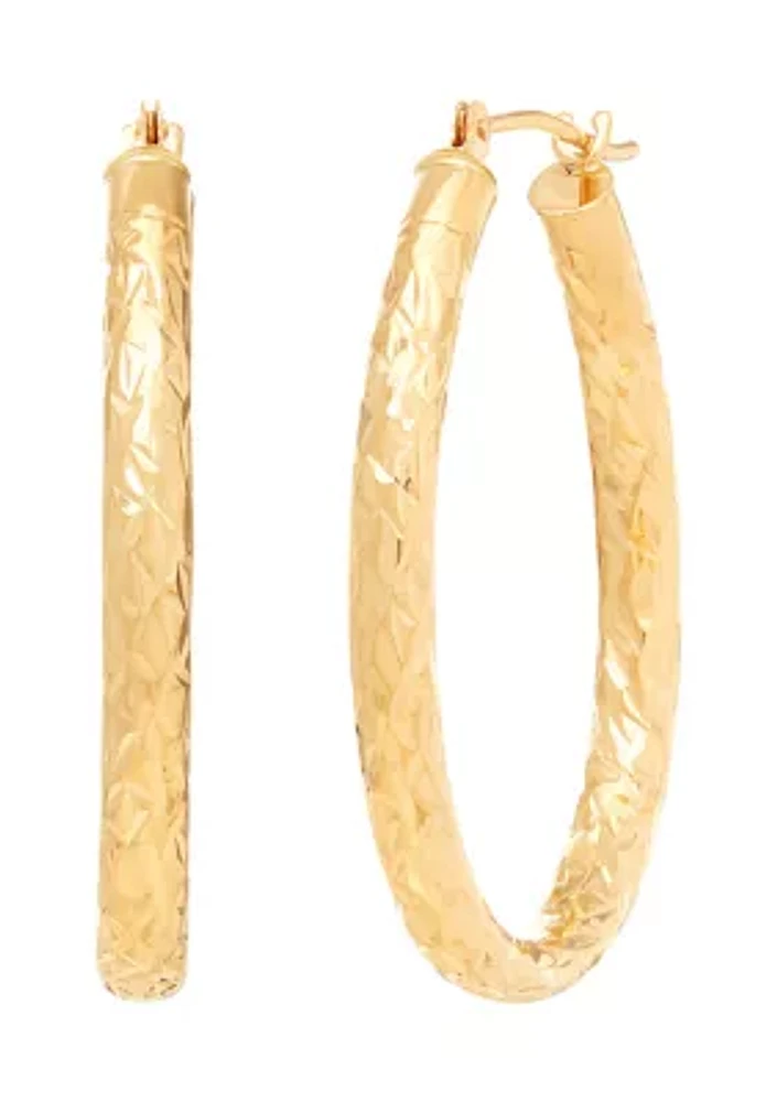 Oval Tube Hoop Earrings in 10K Yellow Gold