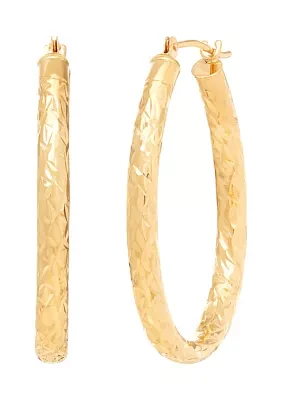 Oval Tube Hoop Earrings in 10K Yellow Gold