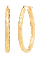 Oval Tube Hoop Earrings in 10K Yellow Gold