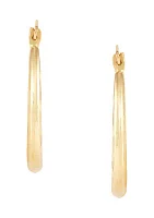 Oval Crystal Cut Tube Hoop Earrings in 10K Yellow Gold