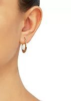 Oval Crystal Cut Tube Hoop Earrings in 10K Yellow Gold