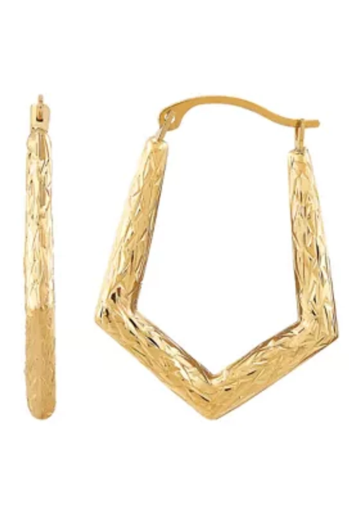 Knife Edge Hoop Earrings in 10K Yellow Gold