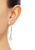 Freshwater Pearl Hook Earrings in 10k Yellow Gold