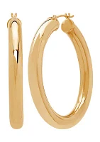 10K Yellow Gold Polished Tube Hoops