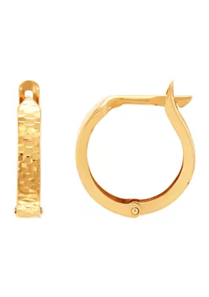 Radiant Cut Huggie Hoop Earrings in 10K Yellow Gold