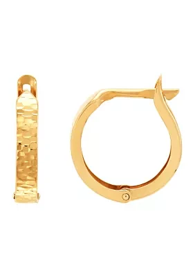 Radiant Cut Huggie Hoop Earrings in 10K Yellow Gold