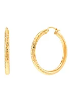 Tube Baguette Hoop Earrings in 10K Yellow Gold