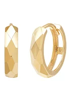 Faceted Design Huggies Hoop in 10K Yellow Gold