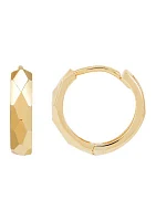 Faceted Design Huggies Hoop in 10K Yellow Gold