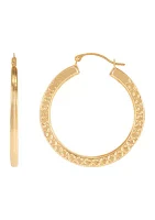 Square Pattern Hoop Earrings in 10K Yellow Gold